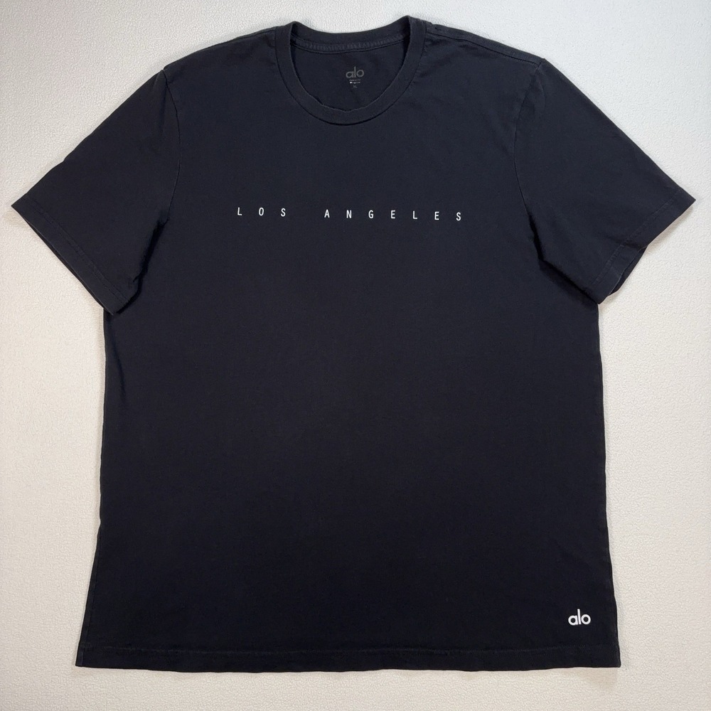 Alo T-Shirt Men's XL Black Los Angeles Crewneck Logo